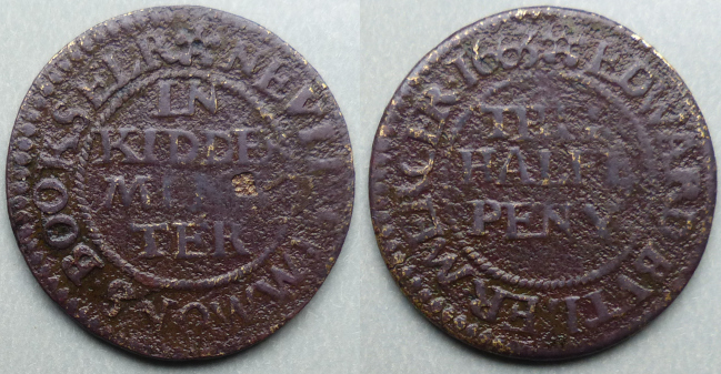 Kidderminster, Nevil Simmons, Edward Butler 1663 halfpenny